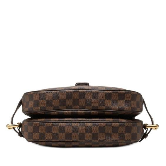 Damier Ebene Canvas Buckle Flap Hobo Crossbody Bag