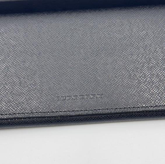 Burberry Black Embossed Cowhide Leather Long Bifold Wallet