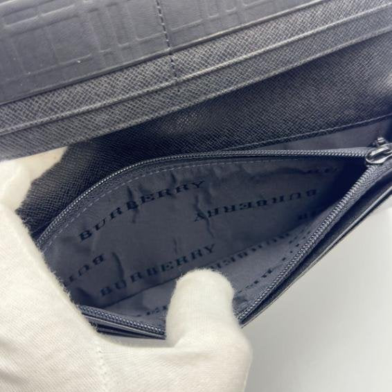Burberry Black Embossed Cowhide Leather Long Bifold Wallet