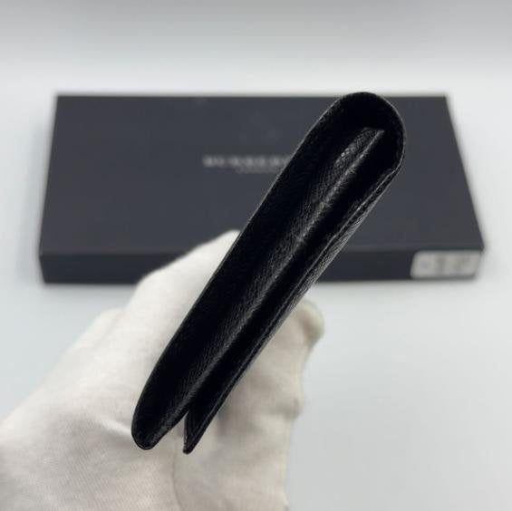 Burberry Black Embossed Cowhide Leather Long Bifold Wallet