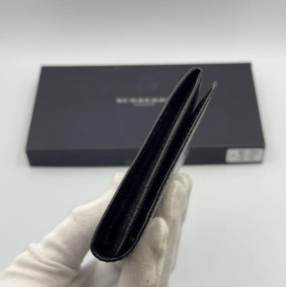 Burberry Black Embossed Cowhide Leather Long Bifold Wallet