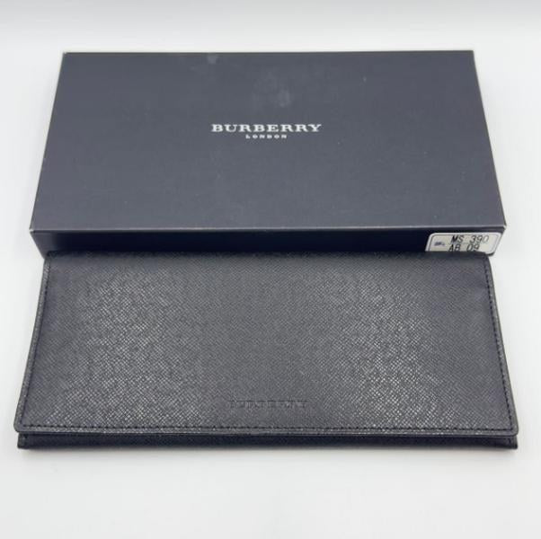 Burberry Black Embossed Cowhide Leather Long Bifold Wallet