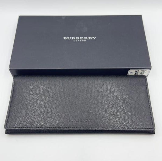 Burberry Black Embossed Cowhide Leather Long Bifold Wallet