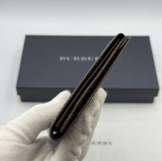 Burberry Taupe Cross Grain Cowhide Leather Long Bifold Wallet