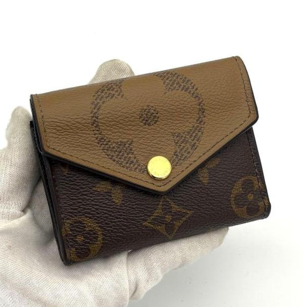 Monogram Reverse Envelope Style Snap Short Wallet