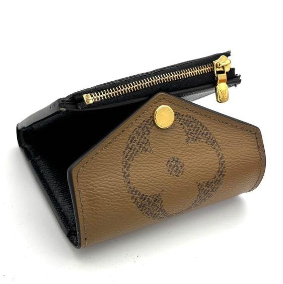 Monogram Reverse Envelope Style Snap Short Wallet
