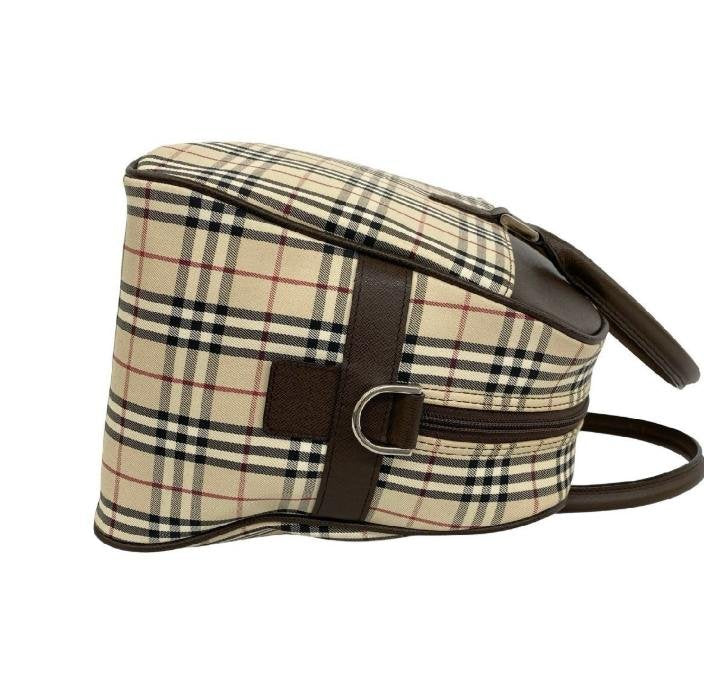 Vintage Check & Leather Boston Handbag