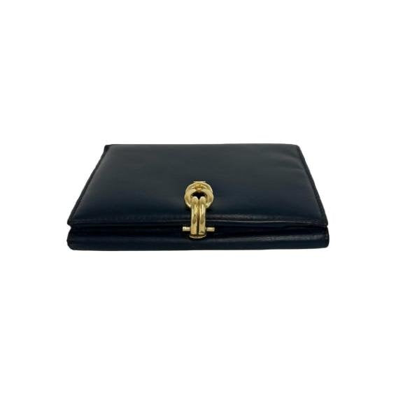 Gucci Black Smooth Leather Twist Gold‑Clasp Bifold Wallet