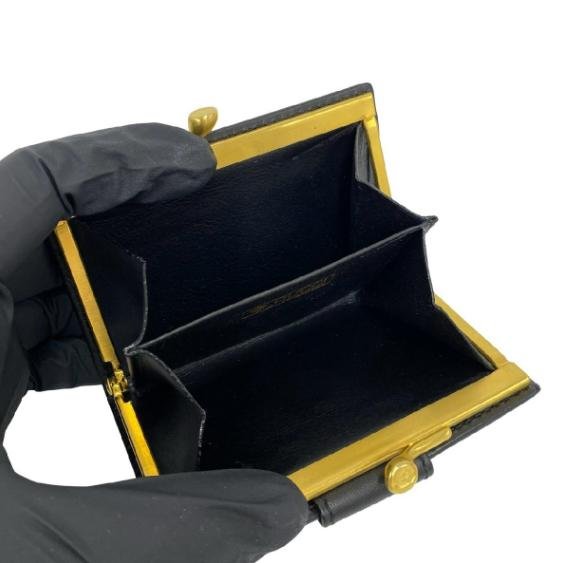 Salvatore Ferragamo Black Suede & Leather Frame Kiss‑Lock Short Wallet
