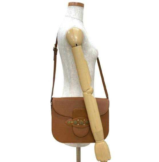 Yves Saint Laurent Tan Grain Leather Vintage Coin‑Stud Flap Crossbody Bag