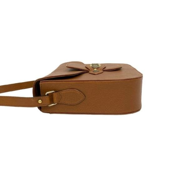 Yves Saint Laurent Tan Grain Leather Vintage Coin‑Stud Flap Crossbody Bag