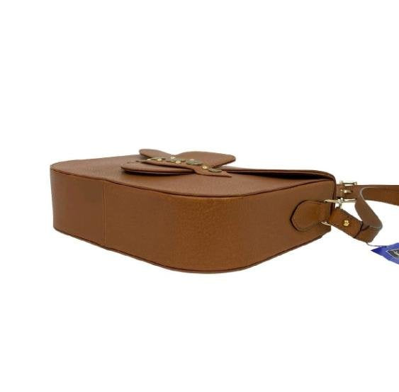 Yves Saint Laurent Tan Grain Leather Vintage Coin‑Stud Flap Crossbody Bag