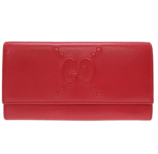 Gucci Embossed Large GG Red Long Flap Wallet