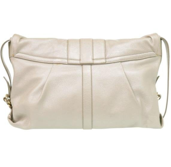 Bvlgari Pearl Off White Double Ring Buckle Ruched Crossbody
