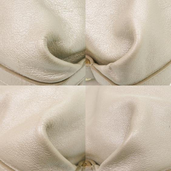 Bvlgari Pearl Off White Double Ring Buckle Ruched Crossbody
