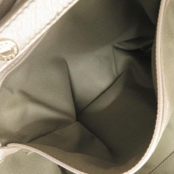 Bvlgari Pearl Off White Double Ring Buckle Ruched Crossbody