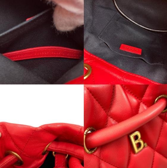 Balenciaga Red Quilted Drawstring Bucket Handbag Crossbody