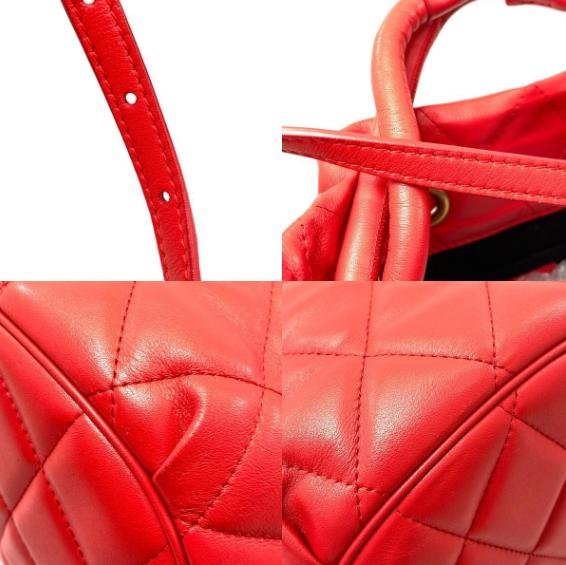 Balenciaga Red Quilted Drawstring Bucket Handbag Crossbody