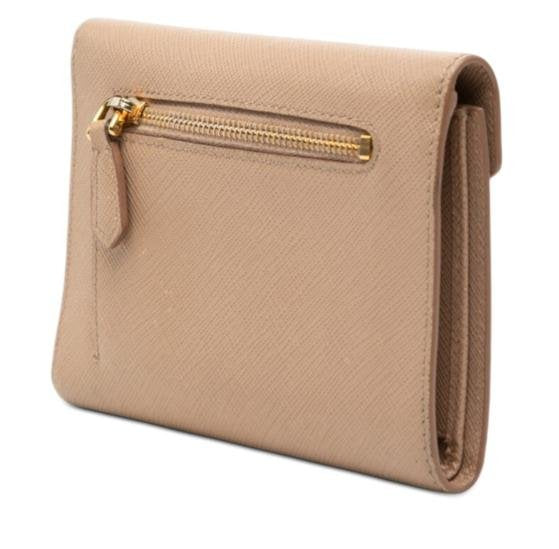 Prada Nude Saffiano Envelope Short Wallet
