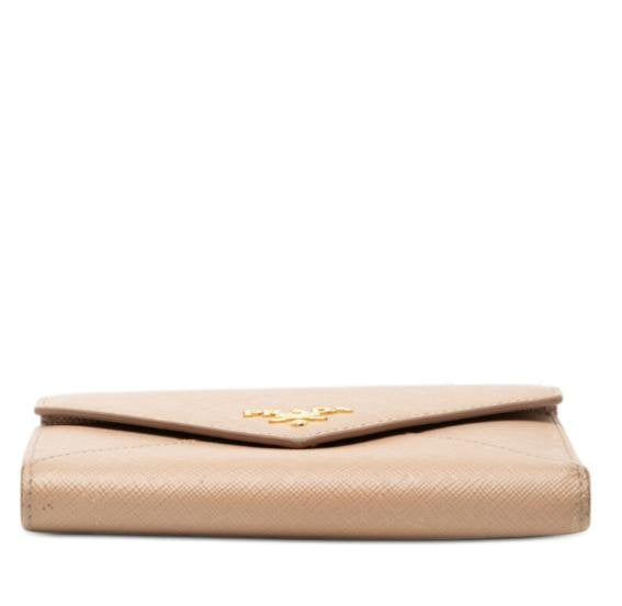 Prada Nude Saffiano Envelope Short Wallet