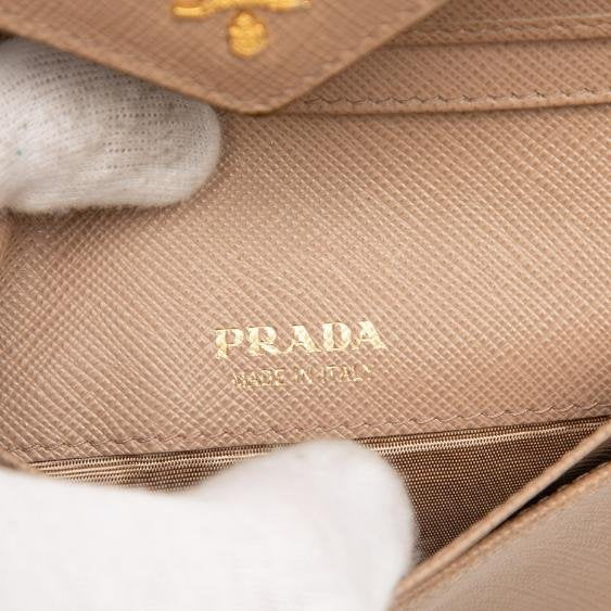 Prada Nude Saffiano Envelope Short Wallet
