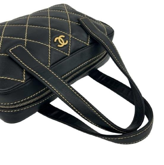 Chanel Stitched Diamond Quilt Boston Handbag