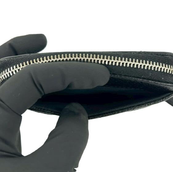 Black Caviar Quilted Zip Coin Card Case