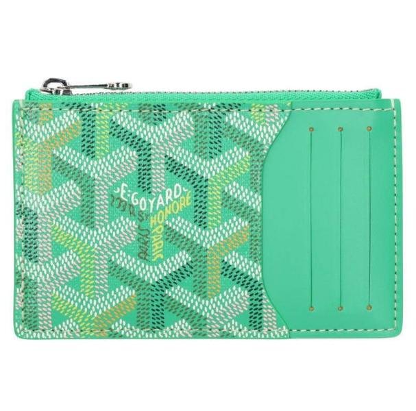 Green Goyardine Zip Card Holder