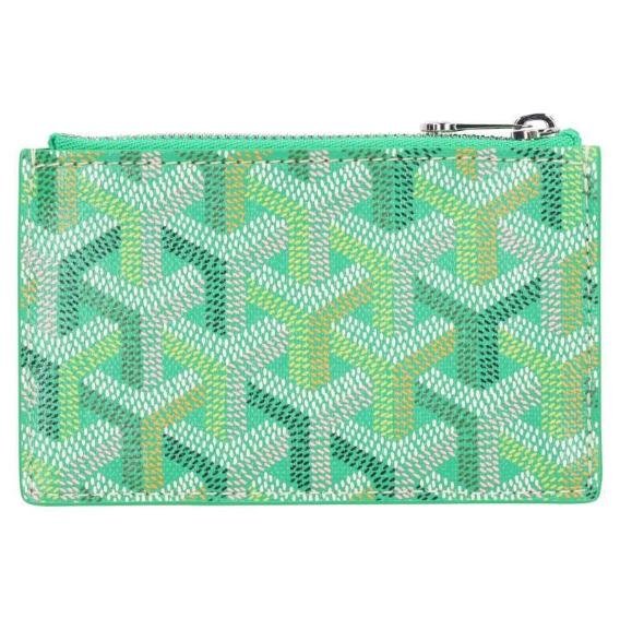 Green Goyardine Zip Card Holder