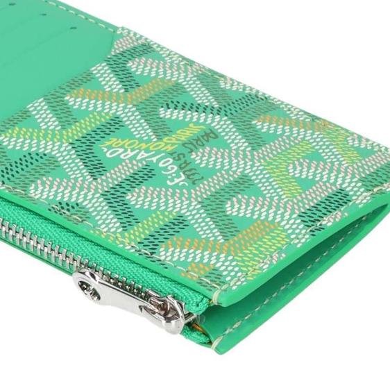 Green Goyardine Zip Card Holder