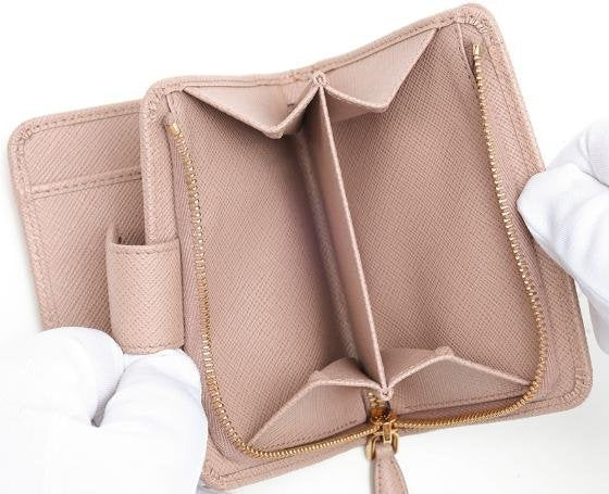 Prada Saffiano Compact Zip Bifold Wallet