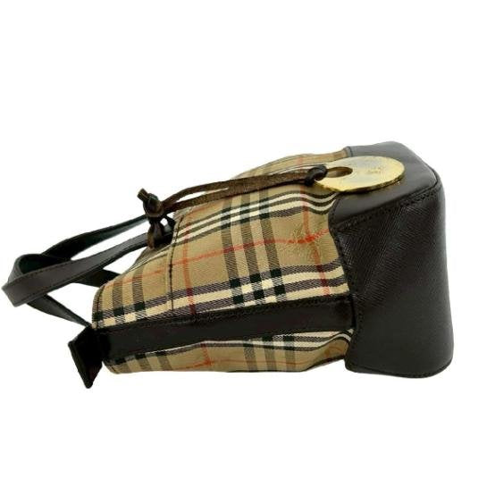 Burberry Classic Check Canvas Leather Trim Small Hand Tote Bag