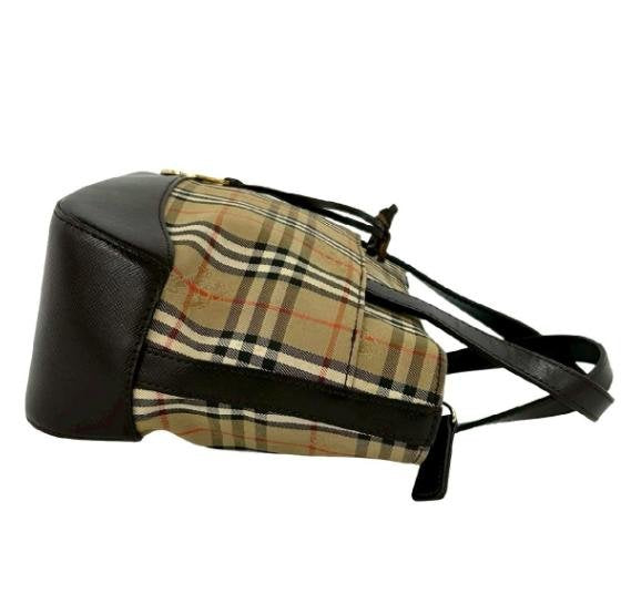 Burberry Classic Check Canvas Leather Trim Small Hand Tote Bag