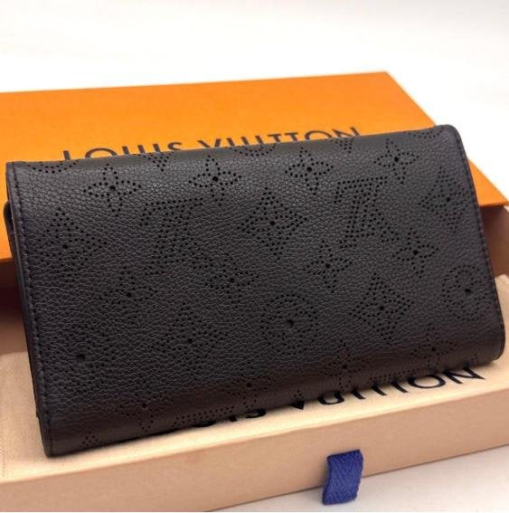 Louis Vuitton Black Monogram Perforated Leather Long Flap Wallet