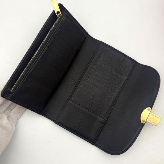 Louis Vuitton Black Monogram Perforated Leather Long Flap Wallet