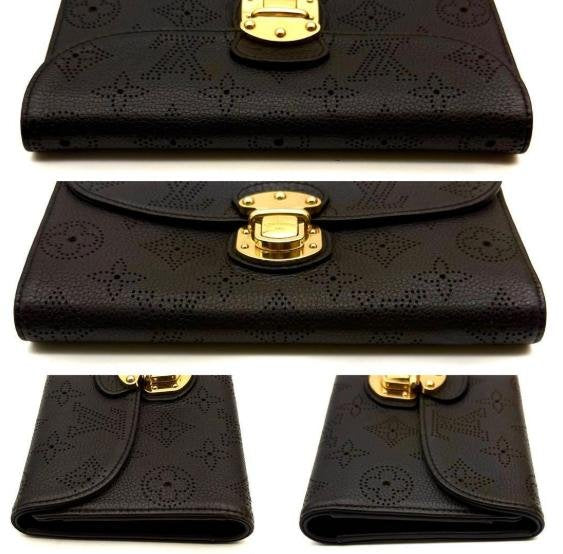 Louis Vuitton Black Monogram Perforated Leather Long Flap Wallet