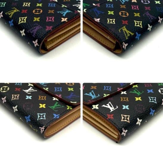 Louis Vuitton Black Monogram Multicolore Long Flap Wallet